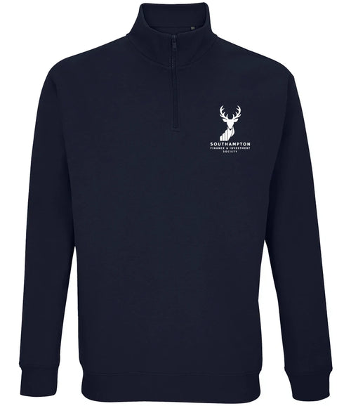 1/4 Zip Sweatshirt in French Navy, front view [[v for="French Navy"]]
