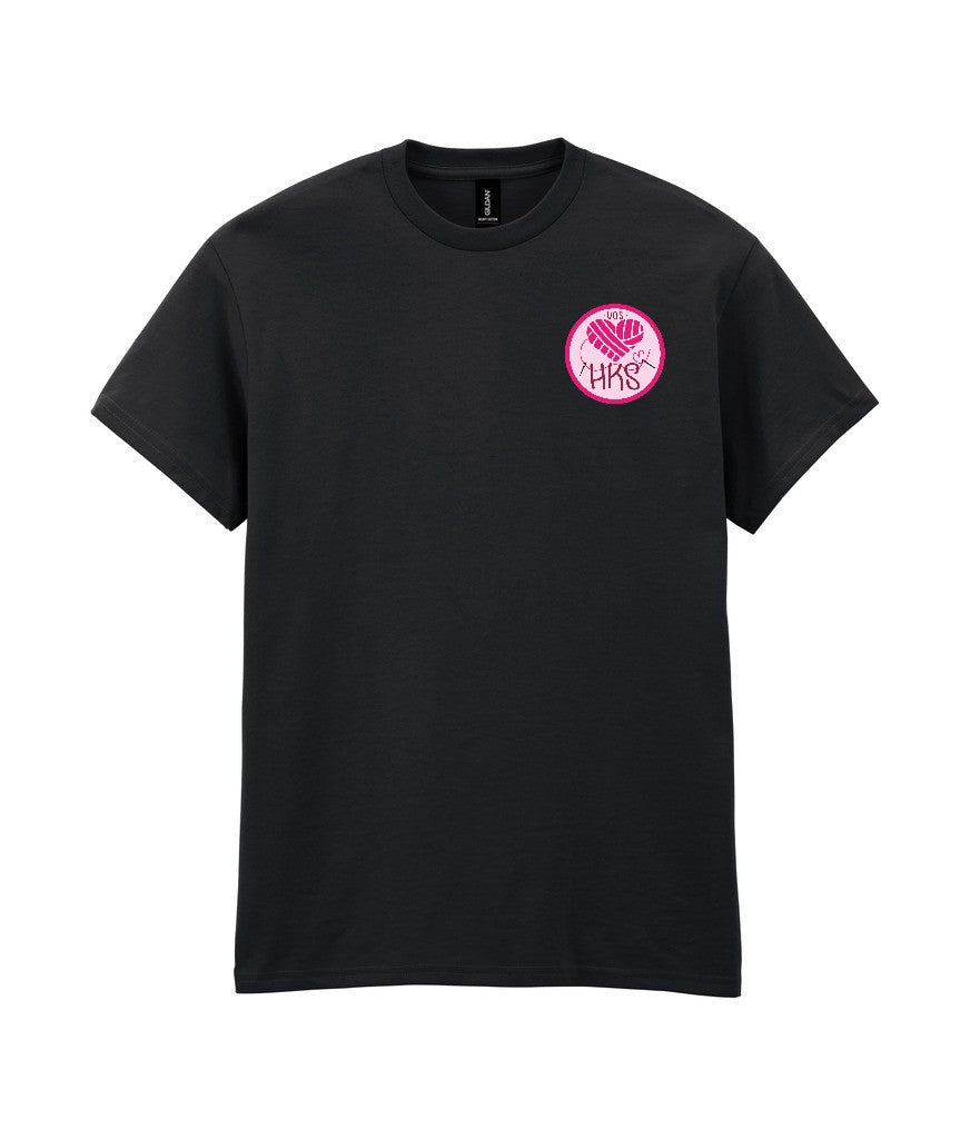 Heavy Cotton T-Shirt in Black, front view [[_rc for="Black" left_chest_embroidery="HKS" x=37.2 y=32.6 w=10 h=8.3 ink=#ffffff]]