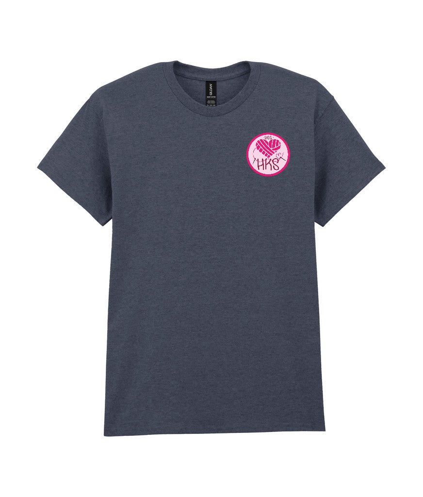 Heavy Cotton T-Shirt in Dark Heather, front view [[_rc for="Dark Heather" left_chest_embroidery="HKS" x=37.2 y=32.6 w=10 h=8.3 ink=#ffffff]]