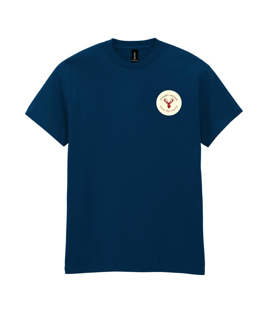 Heavy Cotton T-Shirt in Navy, front view [[_rc for="Navy" left_chest_embroidery="Thai Society" x=37.2 y=32.6 w=10 h=8.3 ink=#ffffff]]
