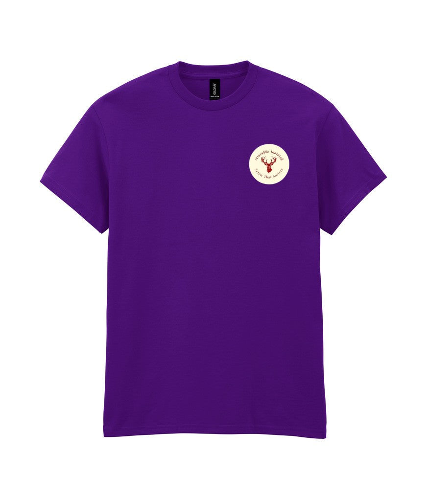 Heavy Cotton T-Shirt in Purple, front view [[_rc for="Purple" left_chest_embroidery="Thai Society" x=37.2 y=32.6 w=10 h=8.3 ink=#ffffff]]
