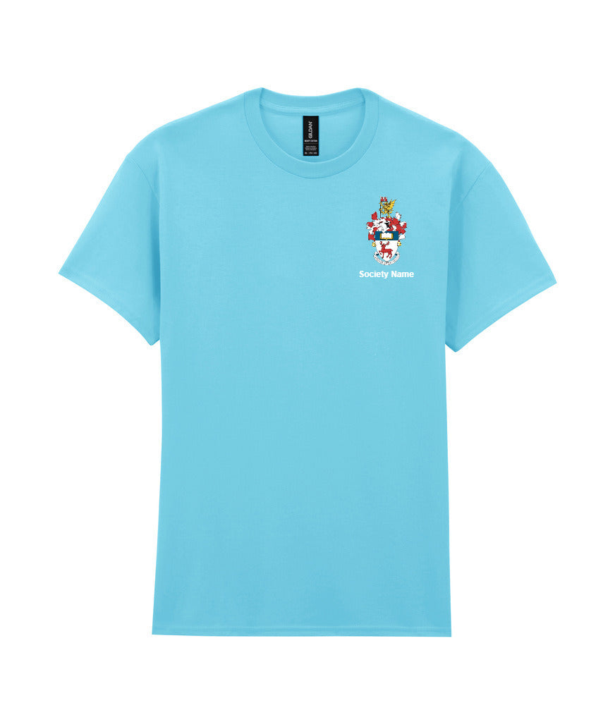 sky blue t-shirt front view [[_rc for="Sky Blue" left_chest_embroidery="UoS Coat of Arms" x=37.2 y=32.6 w=10 h=8.3 ink=#ffffff]]