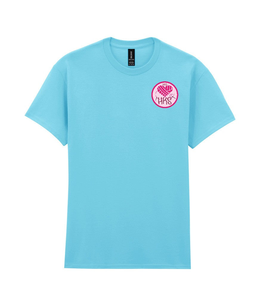 Heavy Cotton T-Shirt in Sky Blue, front view [[_rc for="Sky Blue" left_chest_embroidery="HKS" x=37.2 y=32.6 w=10 h=8.3 ink=#ffffff]]