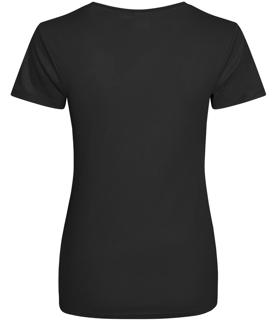 Ladies Cool T-Shirt in Jet Black, back view [[_bp for="Jet Black" x=50.5 y=30.1 w=36.3 h=13 size=9 ink=#803f9e font=Arial]]