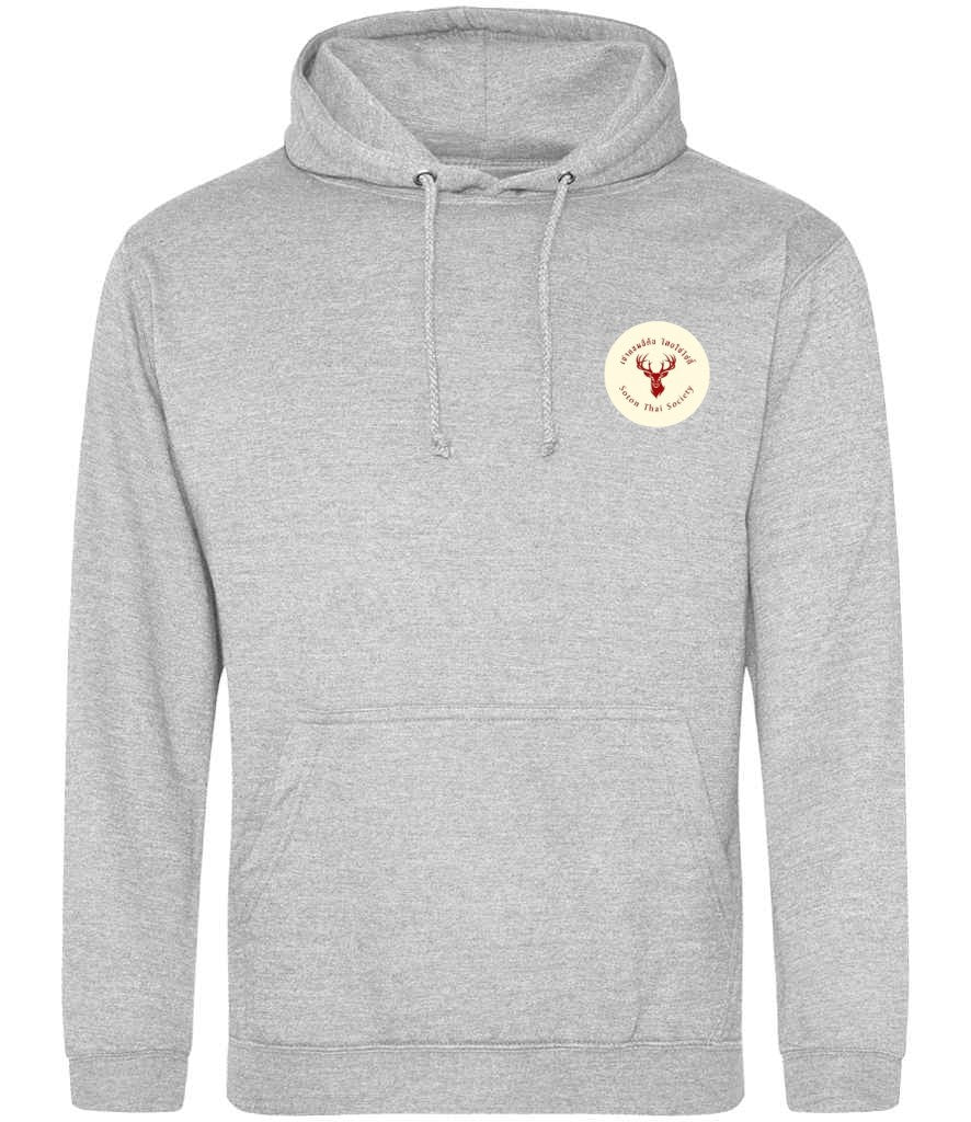 Hoodie in Heather Grey, front view [[_rc for="Heather Grey" left_chest_embroidery="Thai Society" x=33 y=33 w=15 h=11 ink=#ffffff]]