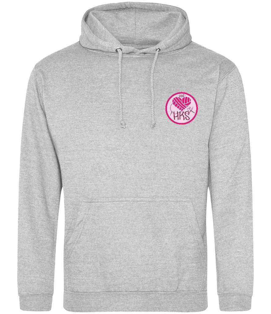 Hoodie in Heather Grey, front view [[_rc for="Heather Grey" left_chest_embroidery="HKS" x=33 y=33 w=15 h=11 ink=#ffffff]]
