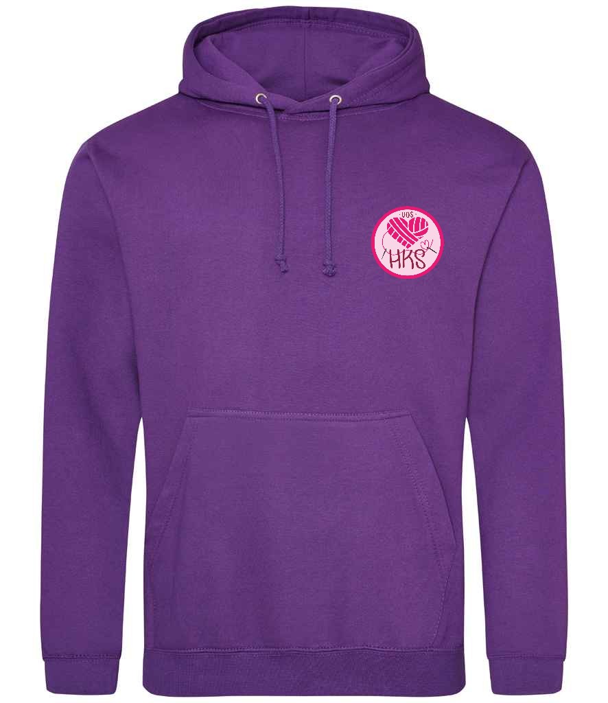 Hoodie in Purple, front view [[_rc for="Purple" left_chest_embroidery="HKS" x=33 y=33 w=15 h=11 ink=#ffffff]]