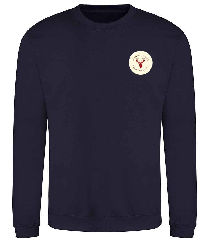 Sweatshirt in New French Navy, front view [[_rc for="New French Navy" left_chest_embroidery="Thai Society" x=34.8 y=27.3 w=15 h=10 ink=#ffffff]]
