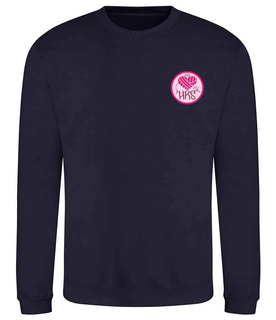 Sweatshirt in New French Navy, front view [[_rc for="New French Navy" left_chest_embroidery="HKS" x=34.8 y=27.3 w=15 h=10 ink=#ffffff]]