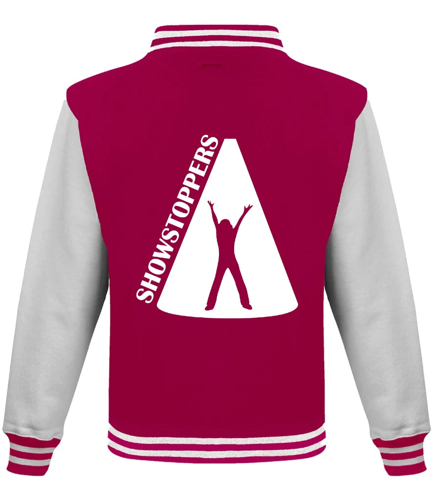Varsity Jacket in Hot Pink/White, back view [[v for="Hot Pink/White"]]