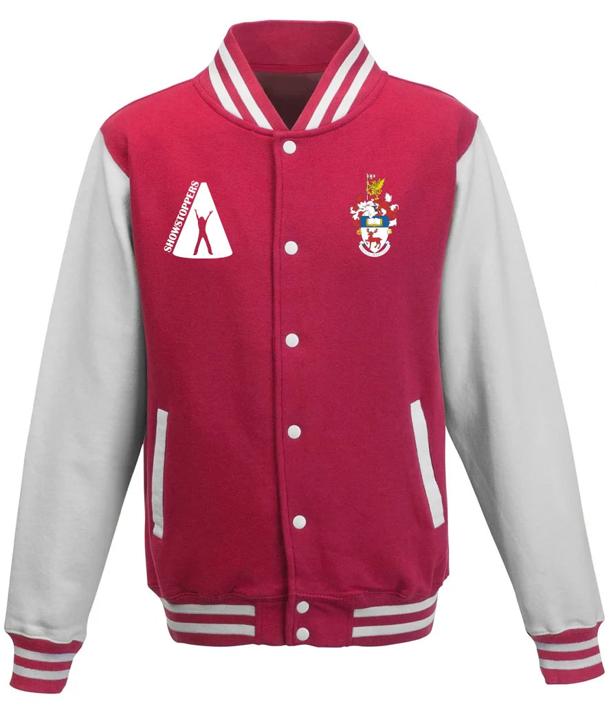 Varsity Jacket in Hot Pink/White, front view [[v for="Hot Pink/White"]]