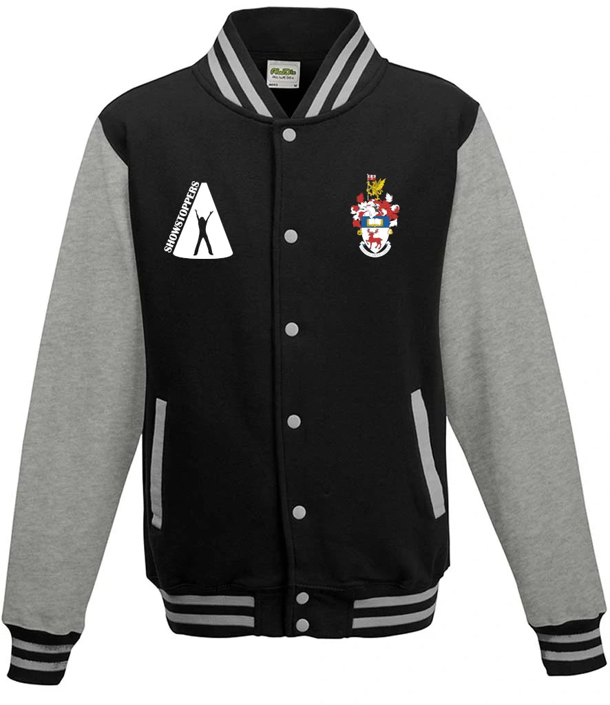 Varsity Jacket in Jet Black/Heather Grey, front view [[v for="Jet Black/Heather Grey"]]