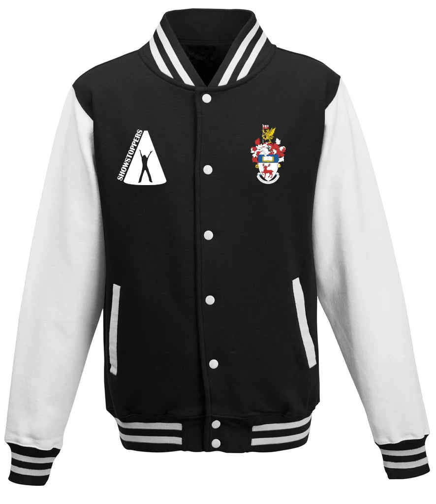Varsity Jacket in Jet Black/White, front view [[v for="Jet Black/White"]]