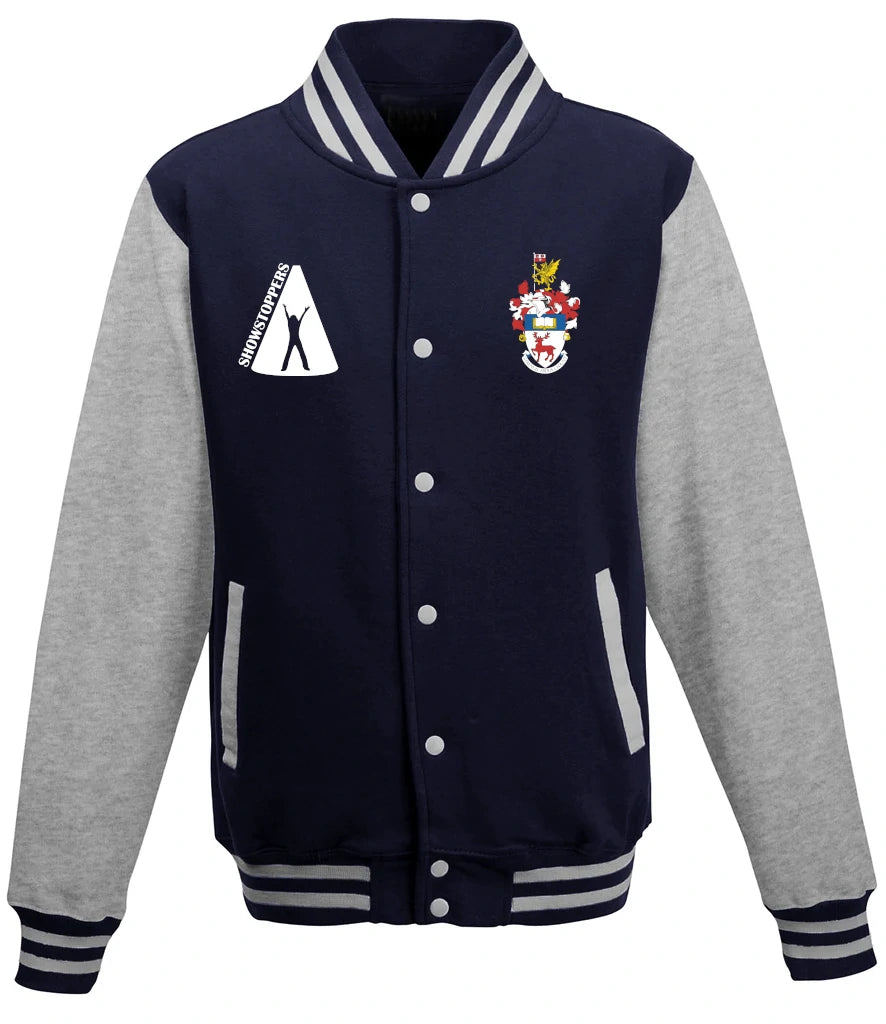 Varsity Jacket in Oxford Navy/Heather Grey, front view [[v for="Oxford Navy/Heather Grey"]]