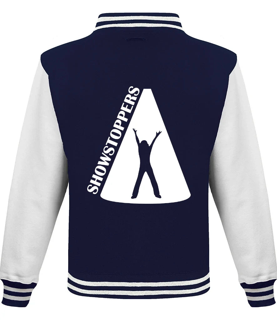 Varsity Jacket in Oxford Navy/White, back view [[v for="Oxford Navy/White"]]