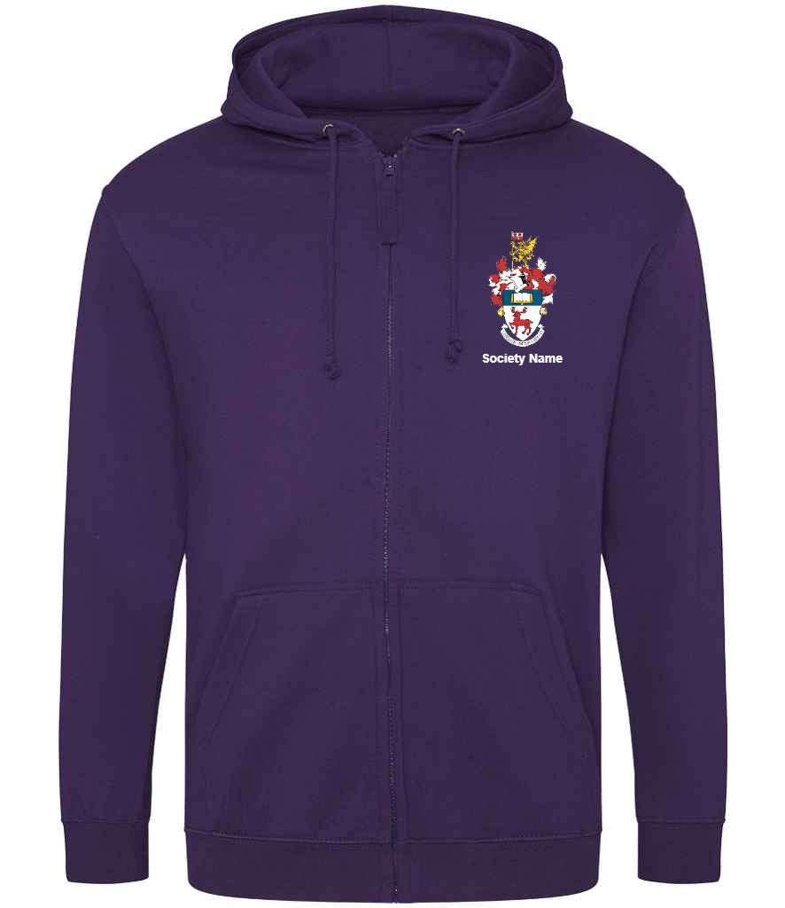 purple zoodie, front view [[_rc for="Purple" left_chest_embroidery="UoS Coat of Arms" x=33 y=33 w=15 h=11 ink=#ffffff]]