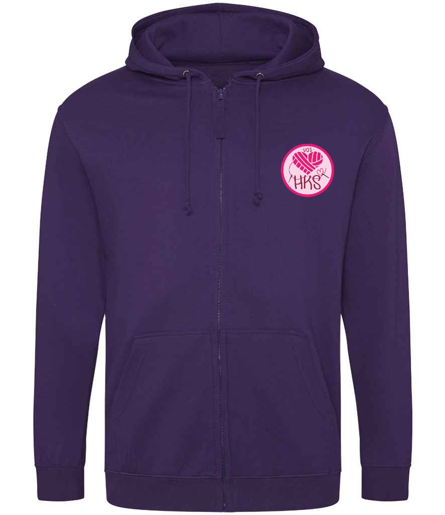 Zoodie in Purple, front view [[_rc for="Purple" left_chest_embroidery="HKS" x=33 y=33 w=15 h=11 ink=#ffffff]]