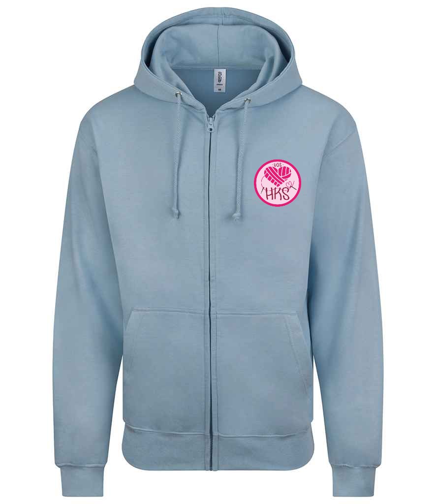 Zoodie in Sky Blue, front view [[_rc for="Sky Blue" left_chest_embroidery="HKS" x=34 y=35 w=12 h=9 ink=#ffffff]]