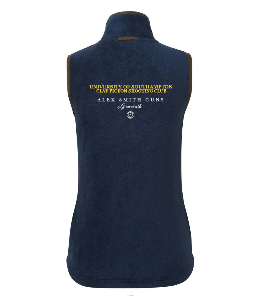 Ladies Fleece Gilet in Navy/Brown, back view [[v for="Navy/Brown"]]