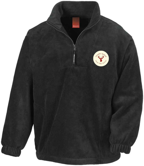 1/4 Zip Fleece in Black, front view [[_rc for="Black" left_chest_embroidery="Thai Society" x=33 y=37 w=12 h=10.5 ink=#ffffff]]