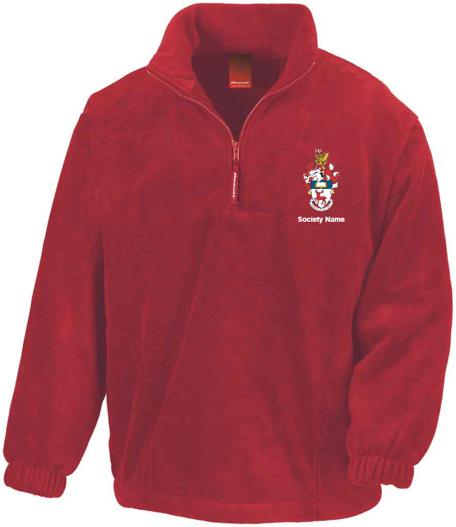 red fleece, front view [[_rc for="Red" left_chest_embroidery="UoS Coat of Arms" x=33 y=37 w=12 h=10.5 ink=#ffffff]]