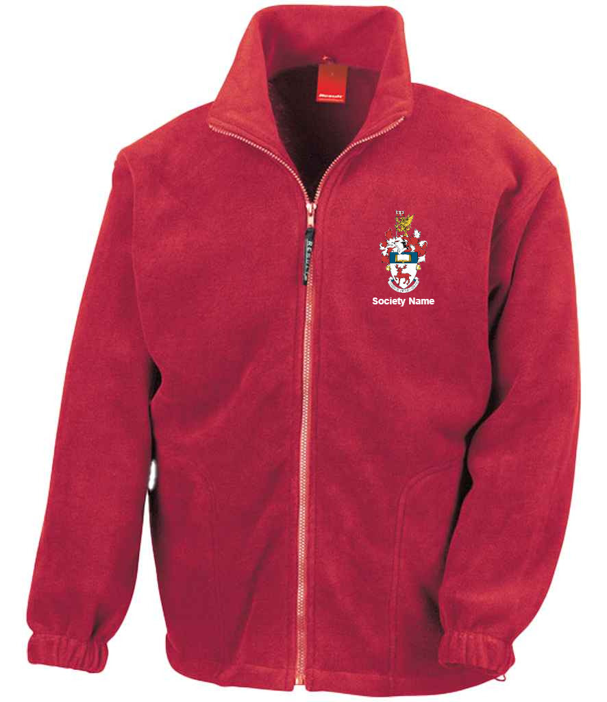 red fleece, front view [[_rc for="Red" left_chest_embroidery="UoS Coat of Arms" x=33 y=37 w=12 h=10.5 ink=#ffffff]]