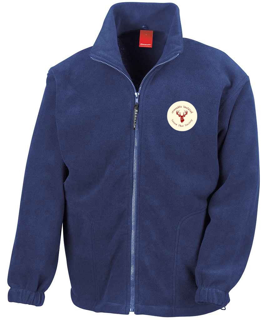 Full Zip Fleece in Royal Blue, front view [[_rc for="Royal Blue" left_chest_embroidery="Thai Society" x=33 y=37 w=12 h=10.5 ink=#ffffff]]