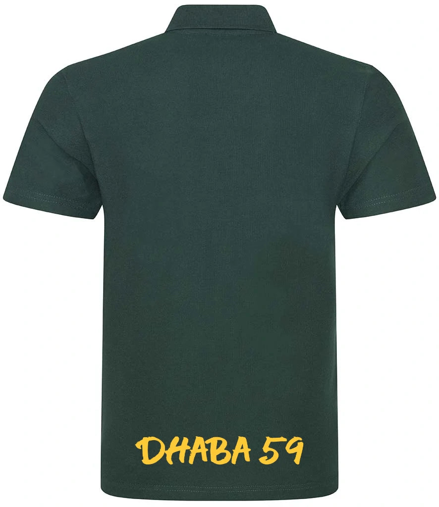 Polo in Bottle Green, back view [[_bp for="Bottle Green" x=49.8 y=29.6 w=40.1 h=20.5 size=9 ink=#ffffff font="Premier League"]]